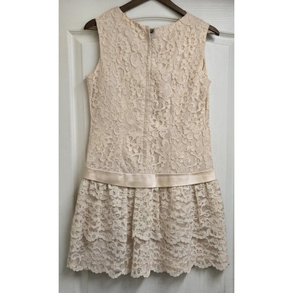 Womens Neusteters 50's Cocktail French Lace Beige Party Prom Formal Dress 14 M - Picture 14 of 16